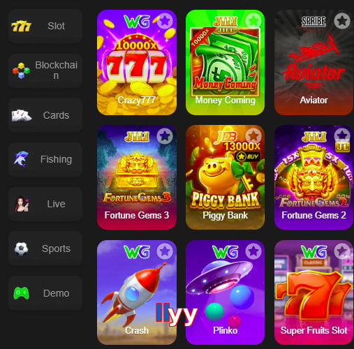 Main screen of Llyy game page for PK players